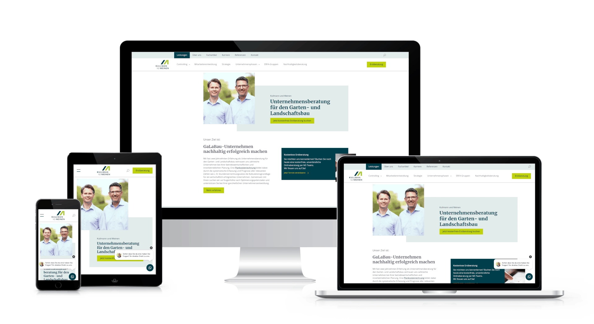 Kullmann & Meinen – Unternehmensberatung Baubranche – Website von SottMedia Hamburg